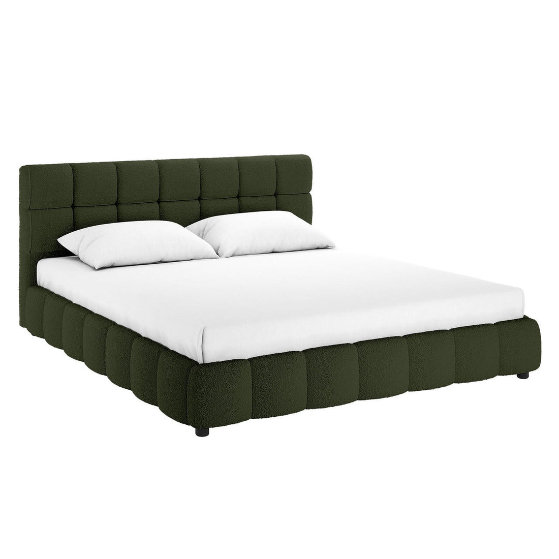 Nikias Tufted Boucle Bed Frame - Green - King