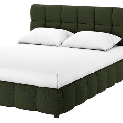 Nikias Tufted Boucle Bed Frame - Green - King