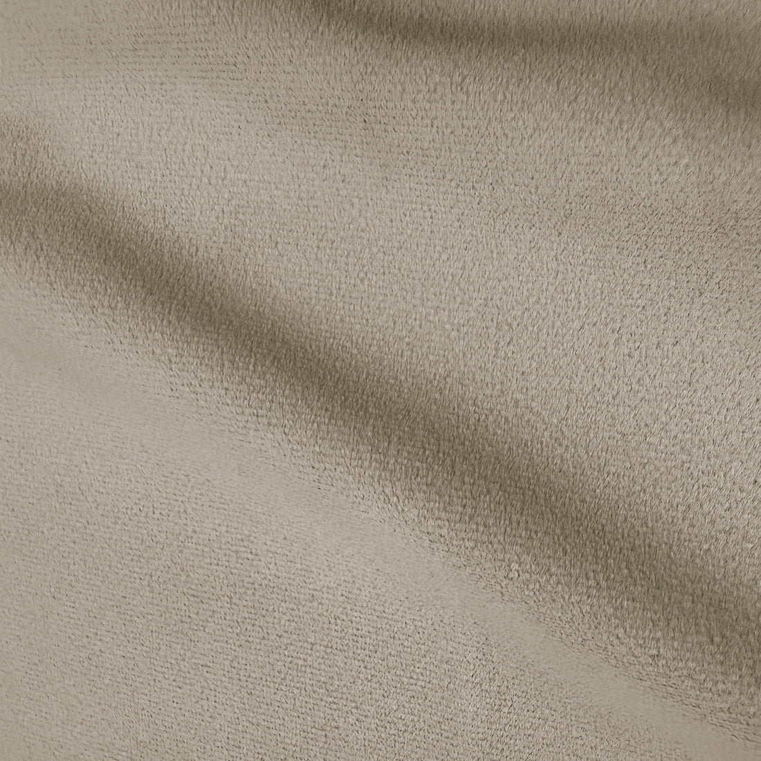 Warm grey velvet upholstered bed frame close-up showing textured fabric detail