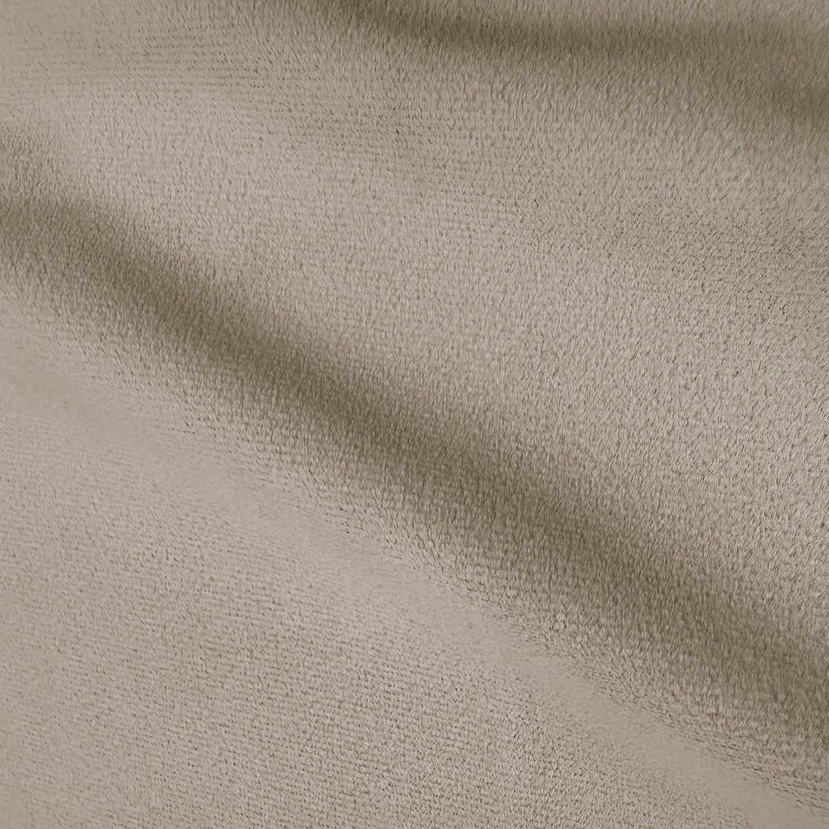 Warm grey velvet upholstered bed frame fabric texture close-up showing soft pile detail