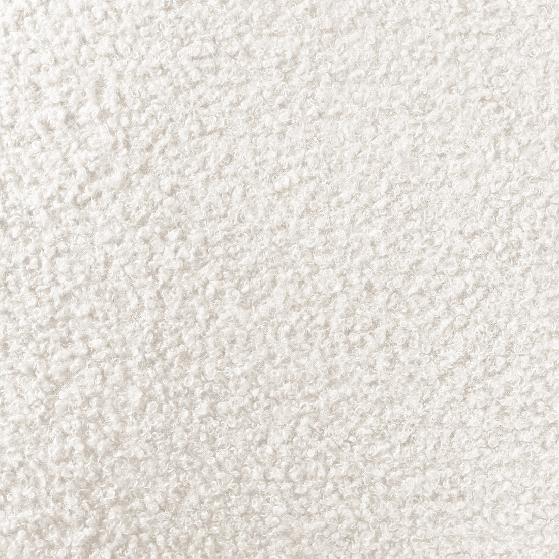 Close-up of the Stacy Queen Boucle Bed Frame in Cream White, highlighting the fluffy boucle fabric's curled yarn fibers, showcasing its soft, luxurious texture and elegant design.