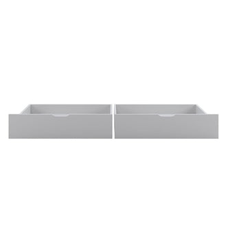 Single Solid Pine Under Bed Twin Storage Drawers in White, featuring recessed finger pulls for easy access, crafted for efficient storage under beds or in cabinets, enhancing bedroom organization.