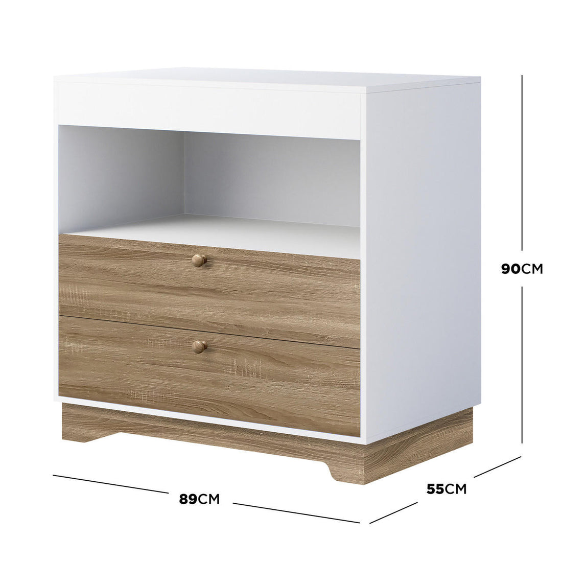 Adalyn 89cm Lowboy Dresser with Drawers - White Natural