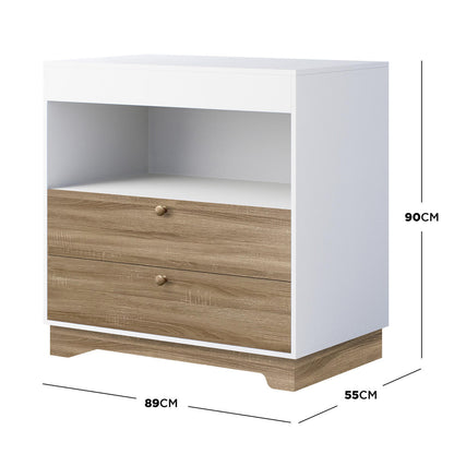 Adalyn 89cm Lowboy Dresser with Drawers - White Natural