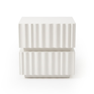 White textured nightstand shown in full on a white background.