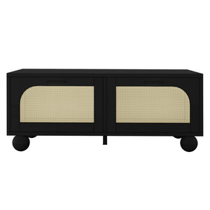 Carlo 110cm Rattan Coffee Table with Storage in Black
