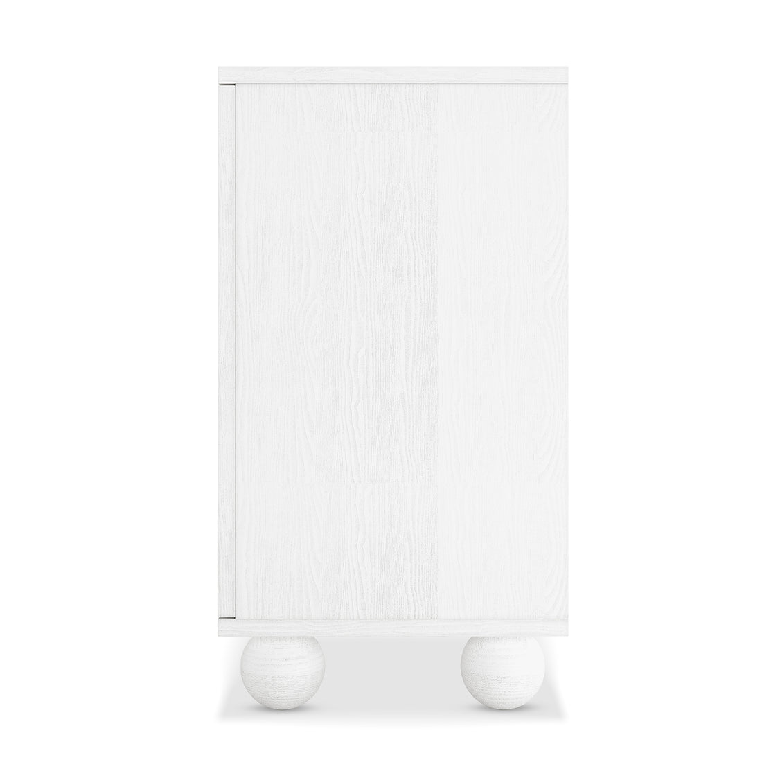 Carlo white sideboard with rattan door and spherical legs