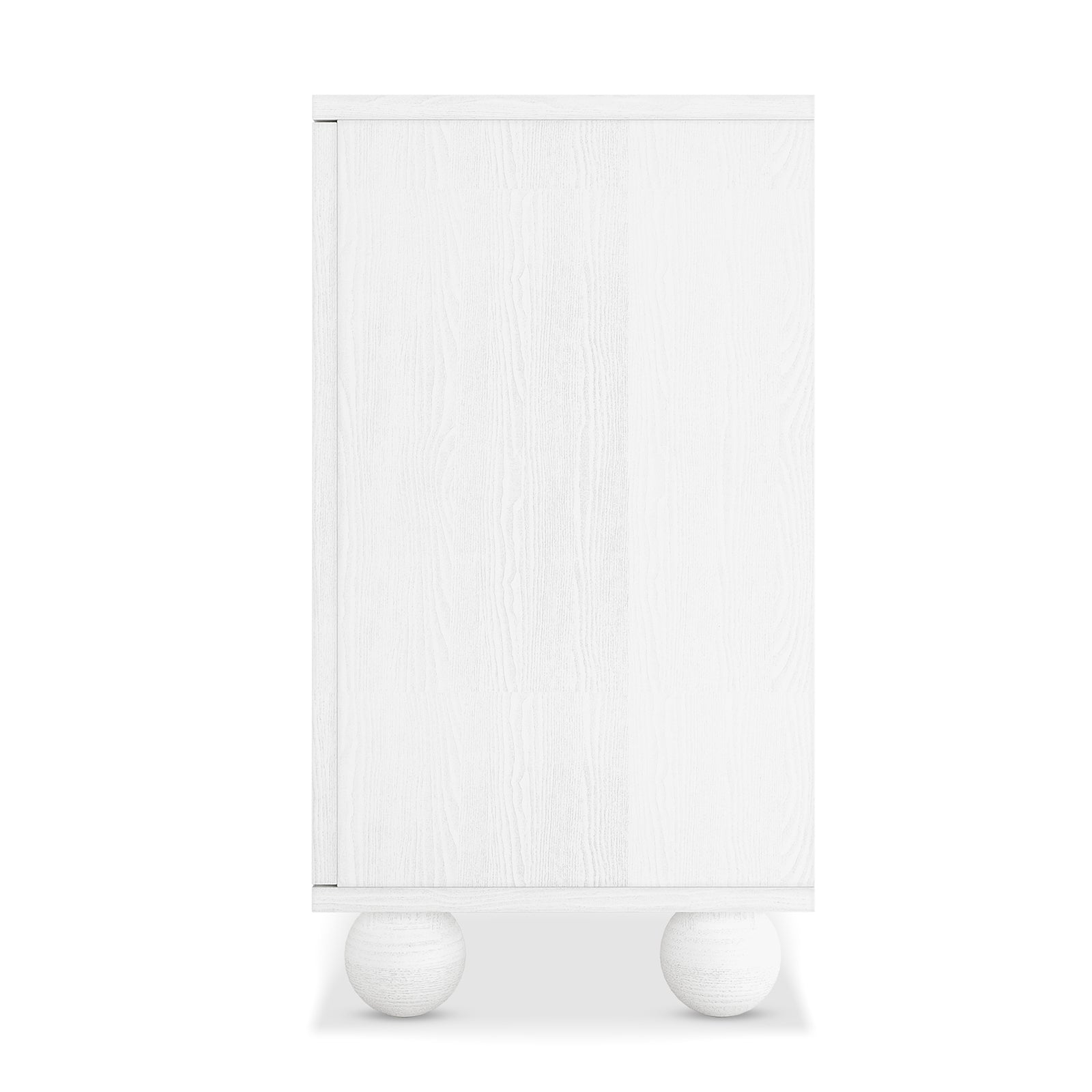 Carlo white sideboard with rattan door and spherical legs