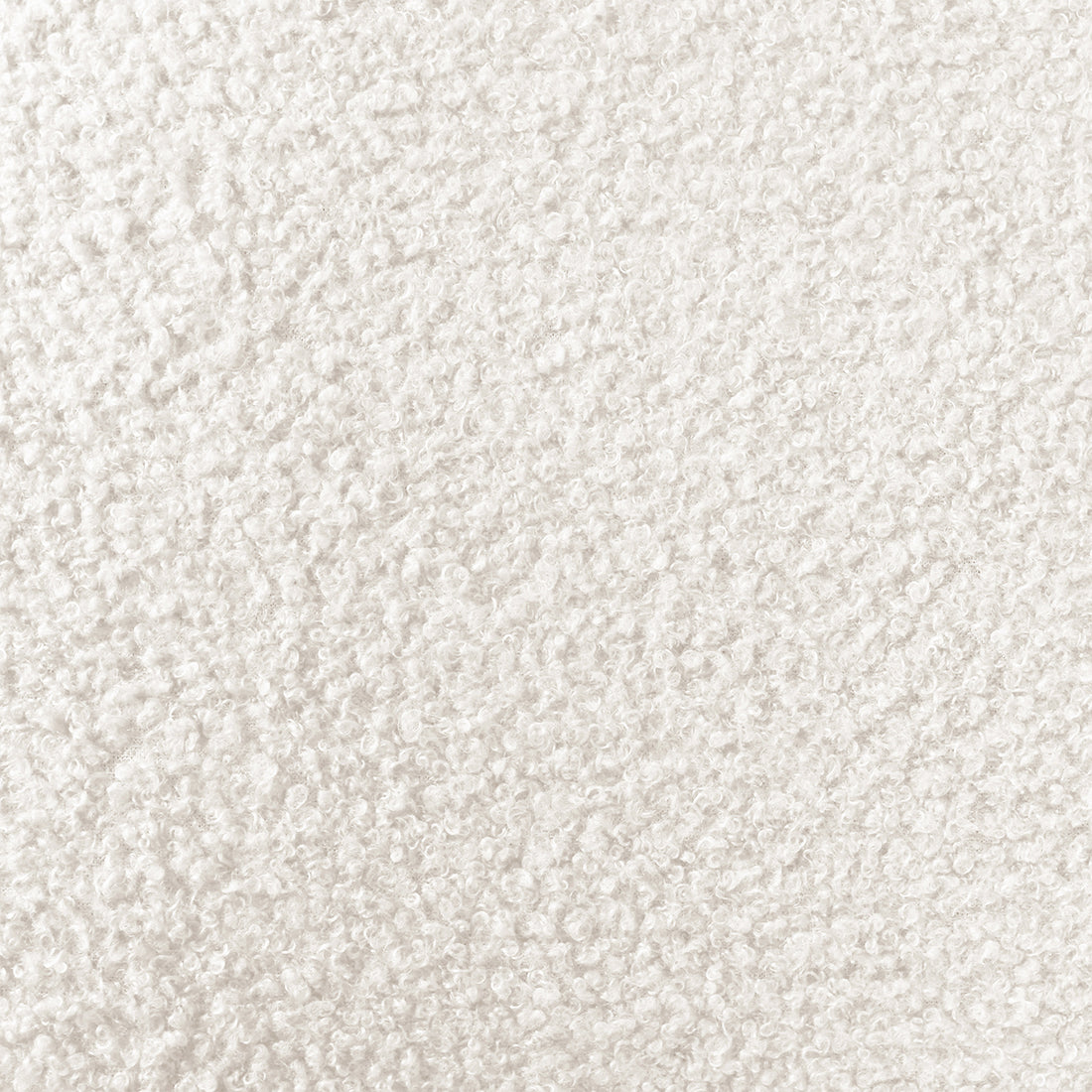 Eliz Boucle Fabric Bedside Table in Cream White features plush, textured boucle fabric with visible curled yarn loops, offering a sophisticated look. Includes a spacious tabletop and sleek metal legs for modern stability.