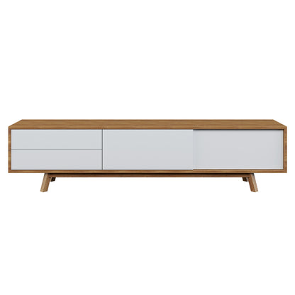 Gavyn Entertainment Unit with Cabinet and Drawers, showcasing a modern design with a large sliding cabinet and two drawers, ideal for spacious living rooms and ample storage needs.