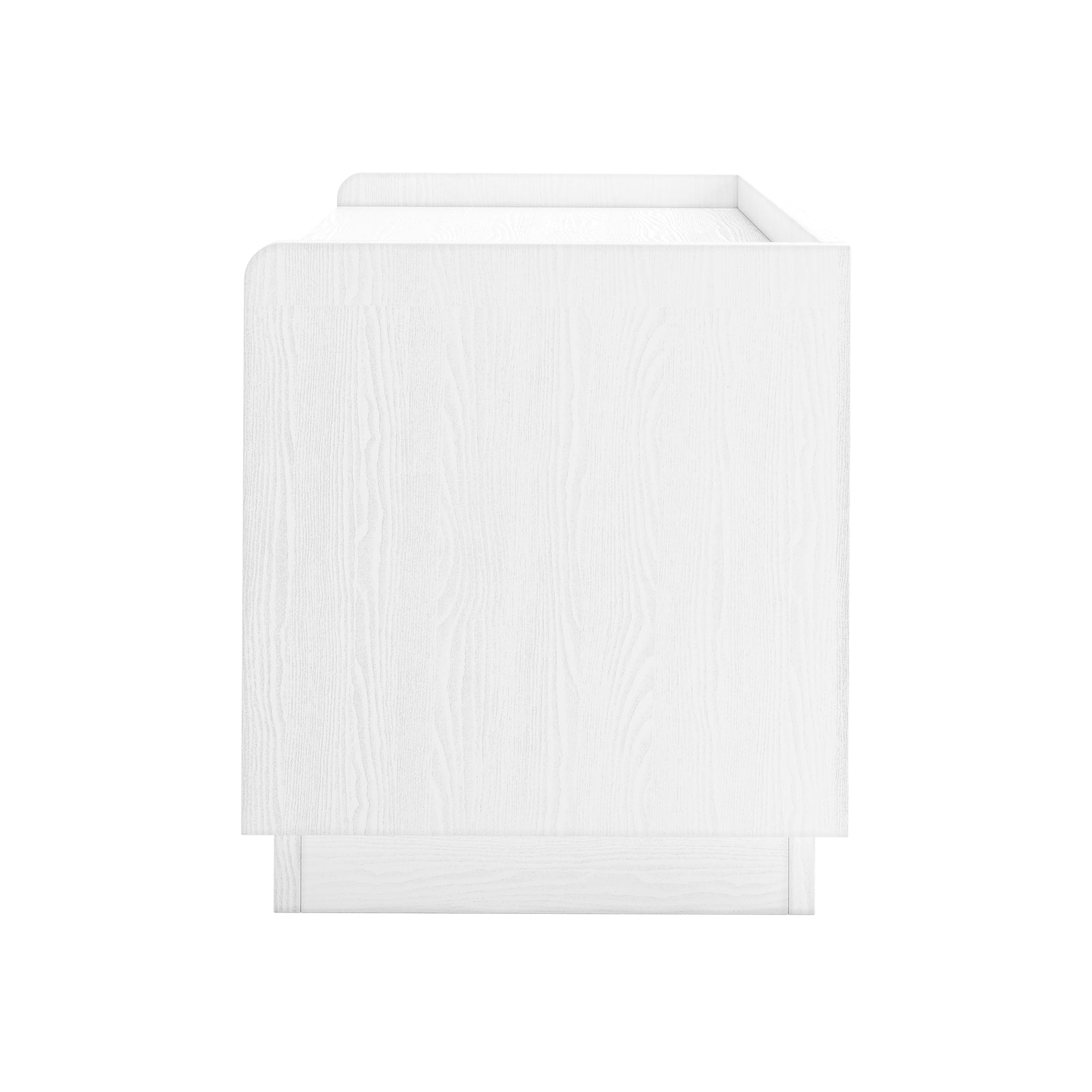 Glorinda 60cm Scratch Resistant Bedside Table in White, showcasing a simple box-shaped design with two drawers and a recessed top, against a plain background.