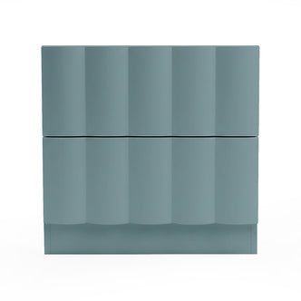 Hamish 2 drawer fluted bedside table in sage with curved vertical detailing and plinth base