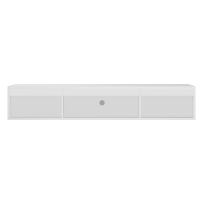 Hava 180cm Arched Entertainment Unit White features sleek, arched drawer designs and fluted glass doors, offering ample storage and a modern aesthetic suitable for contemporary living rooms.