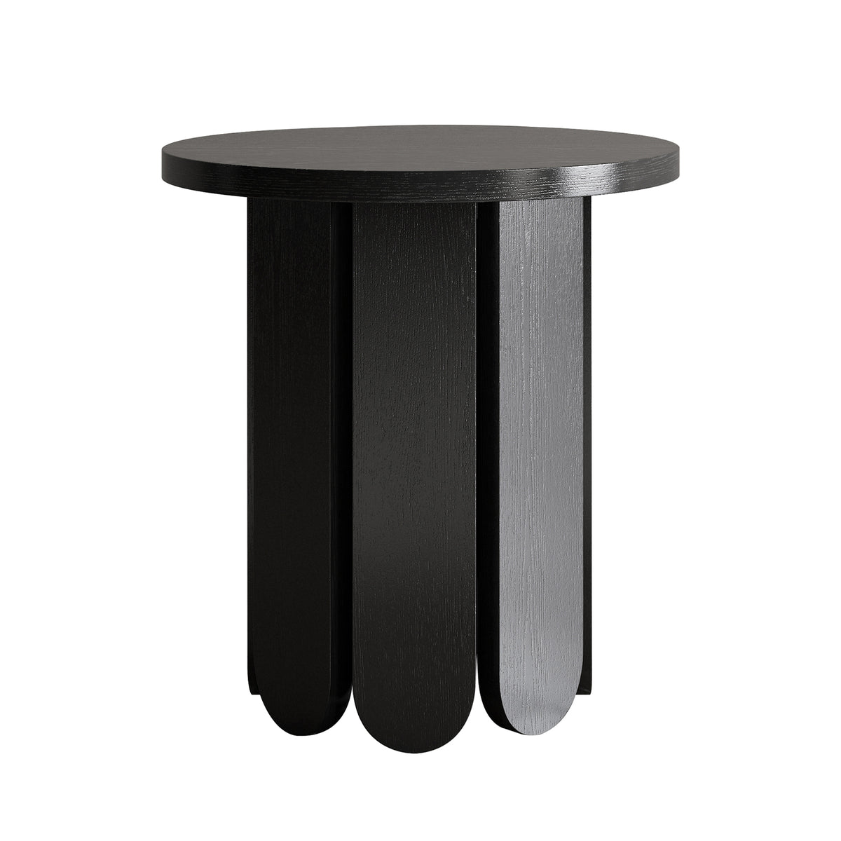 Hugo 45cm Side Table - Black, featuring a sleek black rectangular surface with a white border and grey wood texture, ideal for modern interiors.
