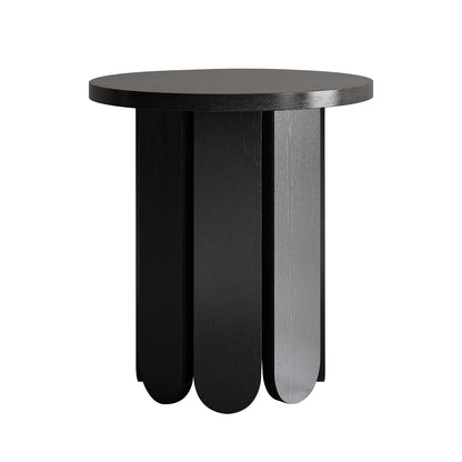 Hugo 45cm Side Table - Black, featuring a sleek black rectangular surface with a white border and grey wood texture, ideal for modern interiors.