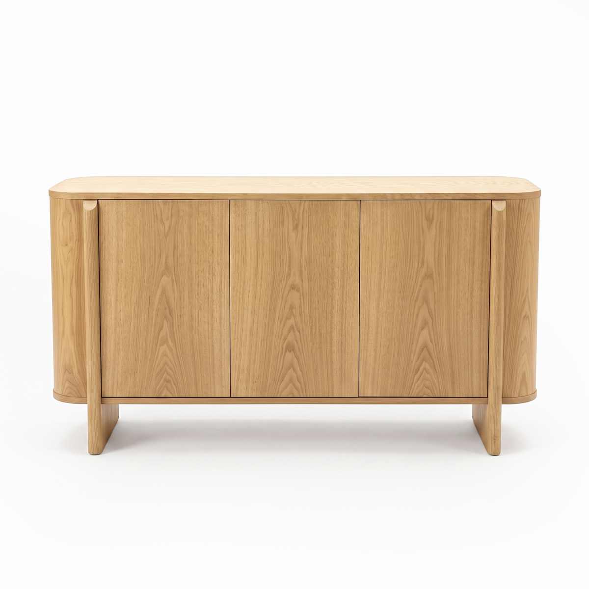 Light oak wooden sideboard on a white background