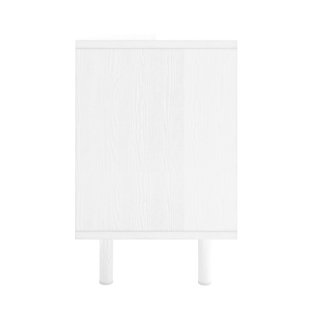 Zuriel 45cm Bedside Table with Drawers in White, featuring a sleek design with two drawers on sturdy steel legs, providing ample and stylish storage for your bedside essentials.