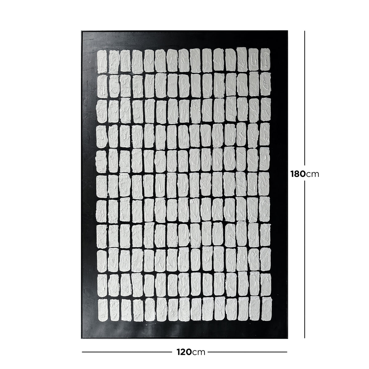Dimensions of Elodie Framed Textured Wall Art: 120x180cm, illustrating the large, commanding size for a significant wall statement.