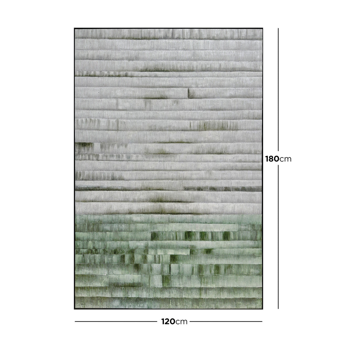 Dimensions of Emery Modern Framed Canvas: 120x180cm, depicting its large rectangular size, perfect for making a bold and elegant artistic statement in spacious areas.