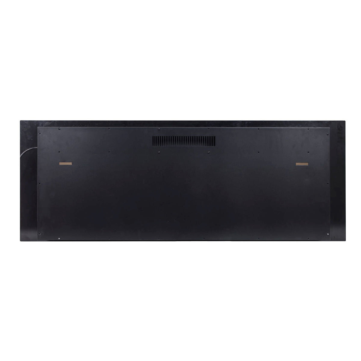 Dakota 60 Wall Mounted 1500W Electric Fireplace Heater, featuring a sleek black metal back with ventilation grille, key-hole mounting slots, and a power/data cable on the left side.