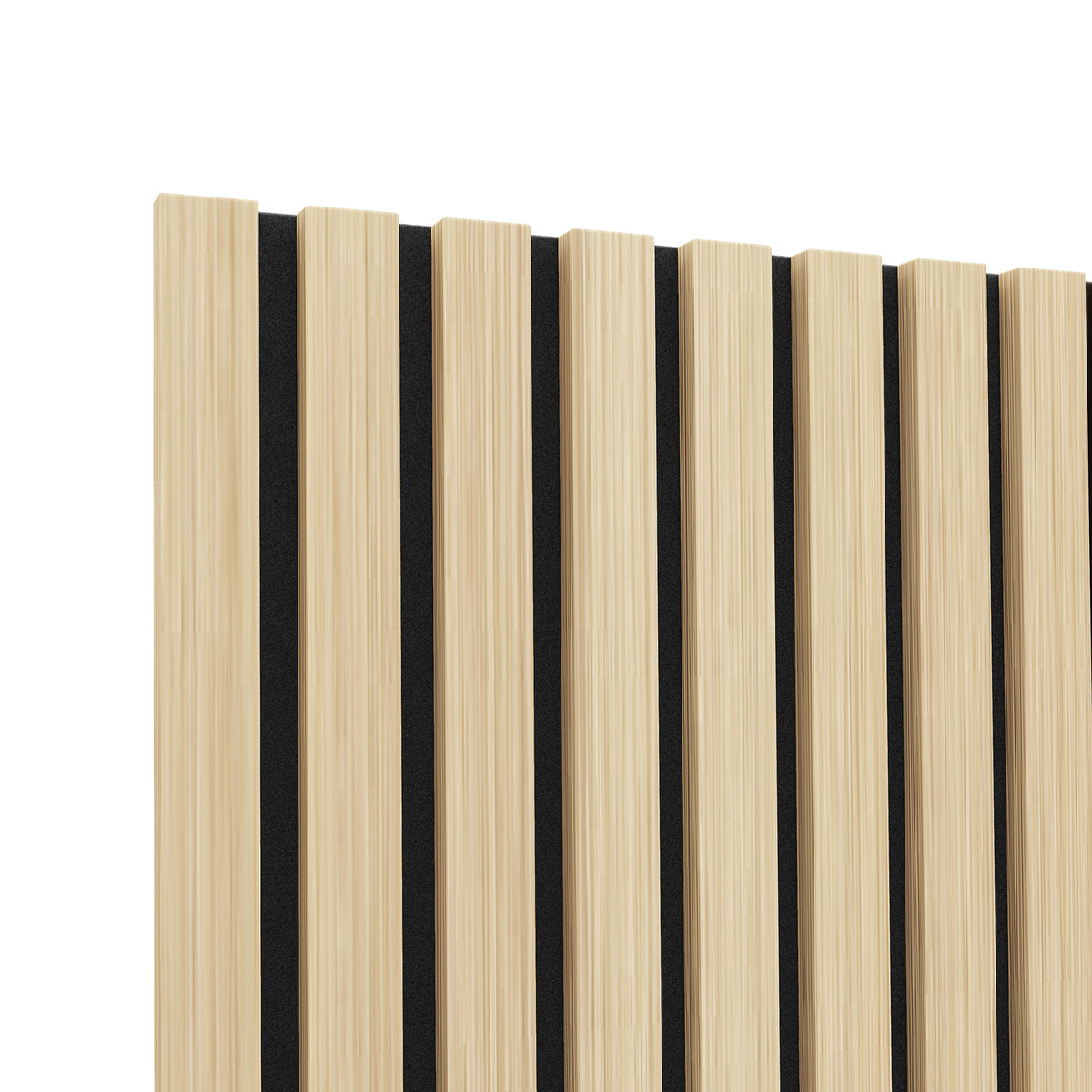Agoran 240cm Acoustic Wood Slat Wall Panel - Set of 2 Oak, featuring elegant wooden slats with a sleek, rectangular design, ideal for enhancing room aesthetics and reducing noise.