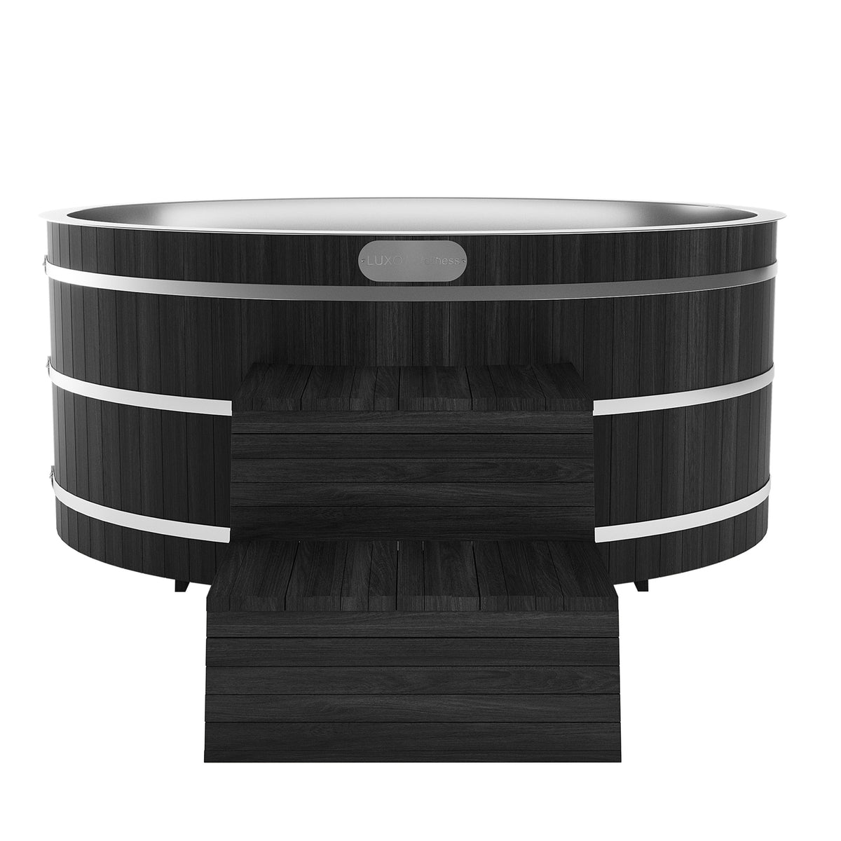 Denman 2-Person Ice Bath with 1.5HP Chiller - Canadian Hemlock Natural, featuring a sleek, sturdy design, visible wooden panels, and a robust chiller unit, ideal for effective cryotherapy sessions.