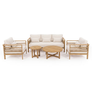 Aida 5 Seater Outdoor Lounge Set in Sand Beige