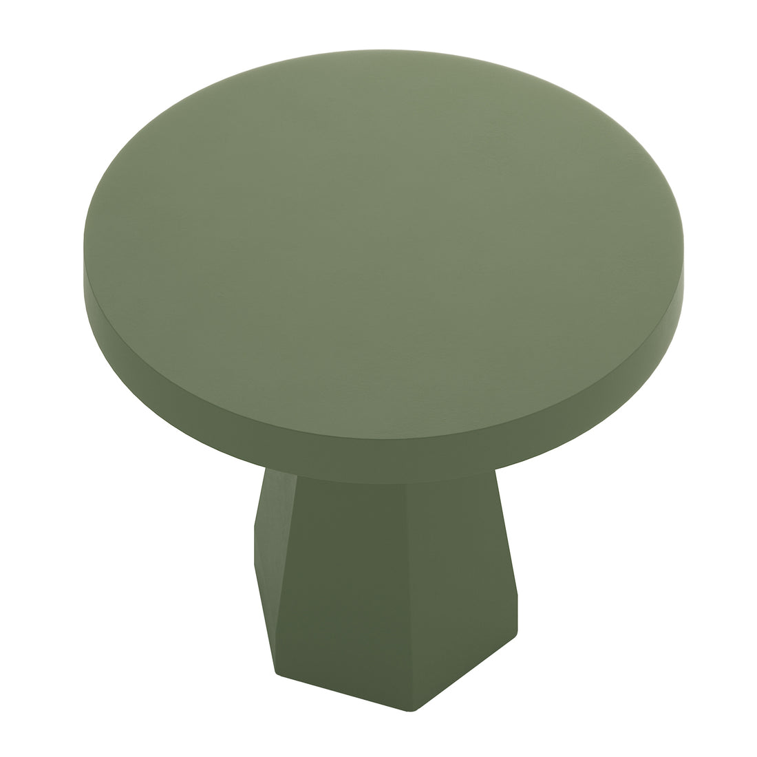 Apollo 120cm Outdoor Concrete Dining Table in Green with round top and geometric pedestal base