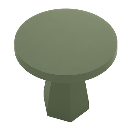 Apollo 120cm Outdoor Concrete Dining Table in Green with round top and geometric pedestal base
