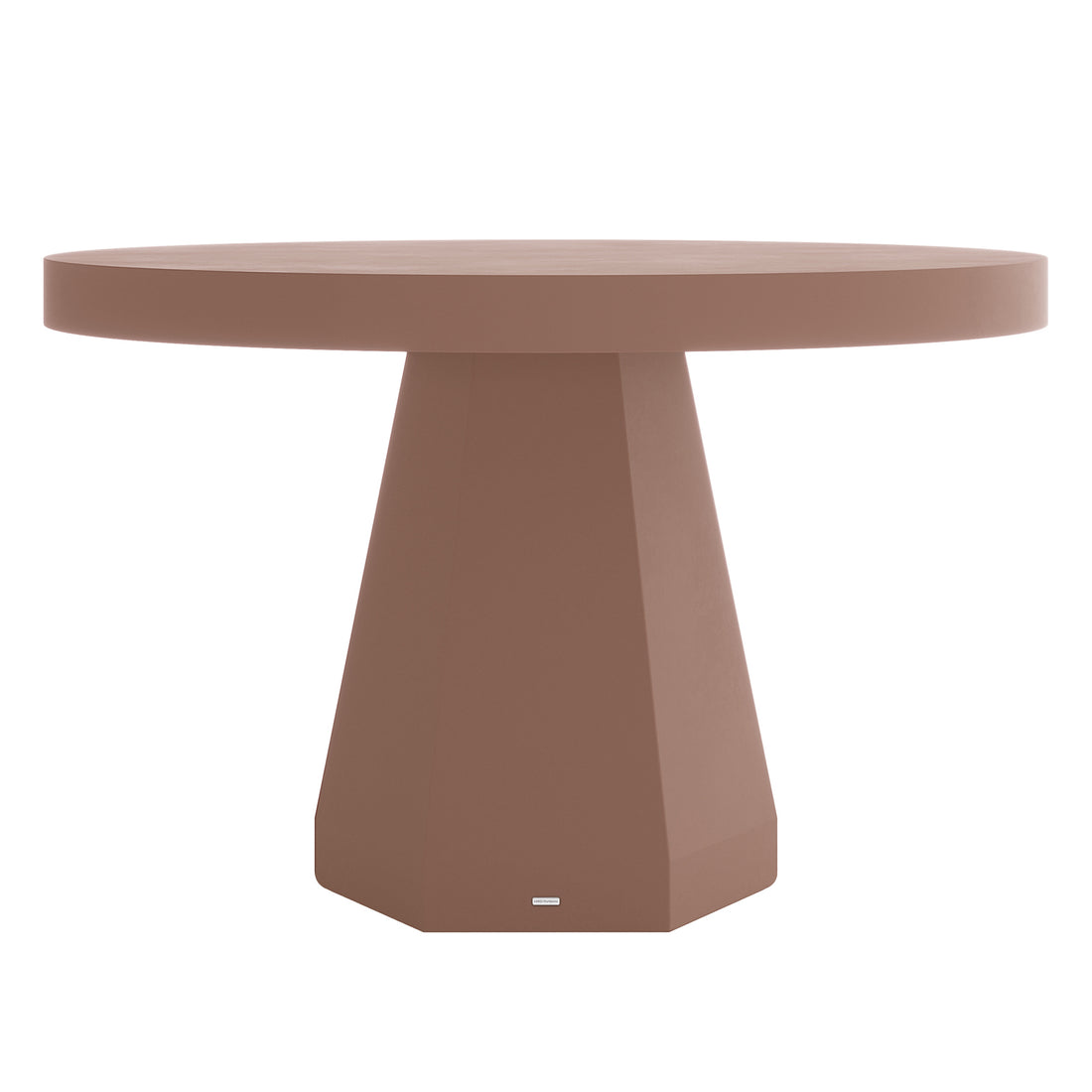 Apollo 120cm round outdoor concrete dining table in Mocha Mousse with sculptural pedestal base
