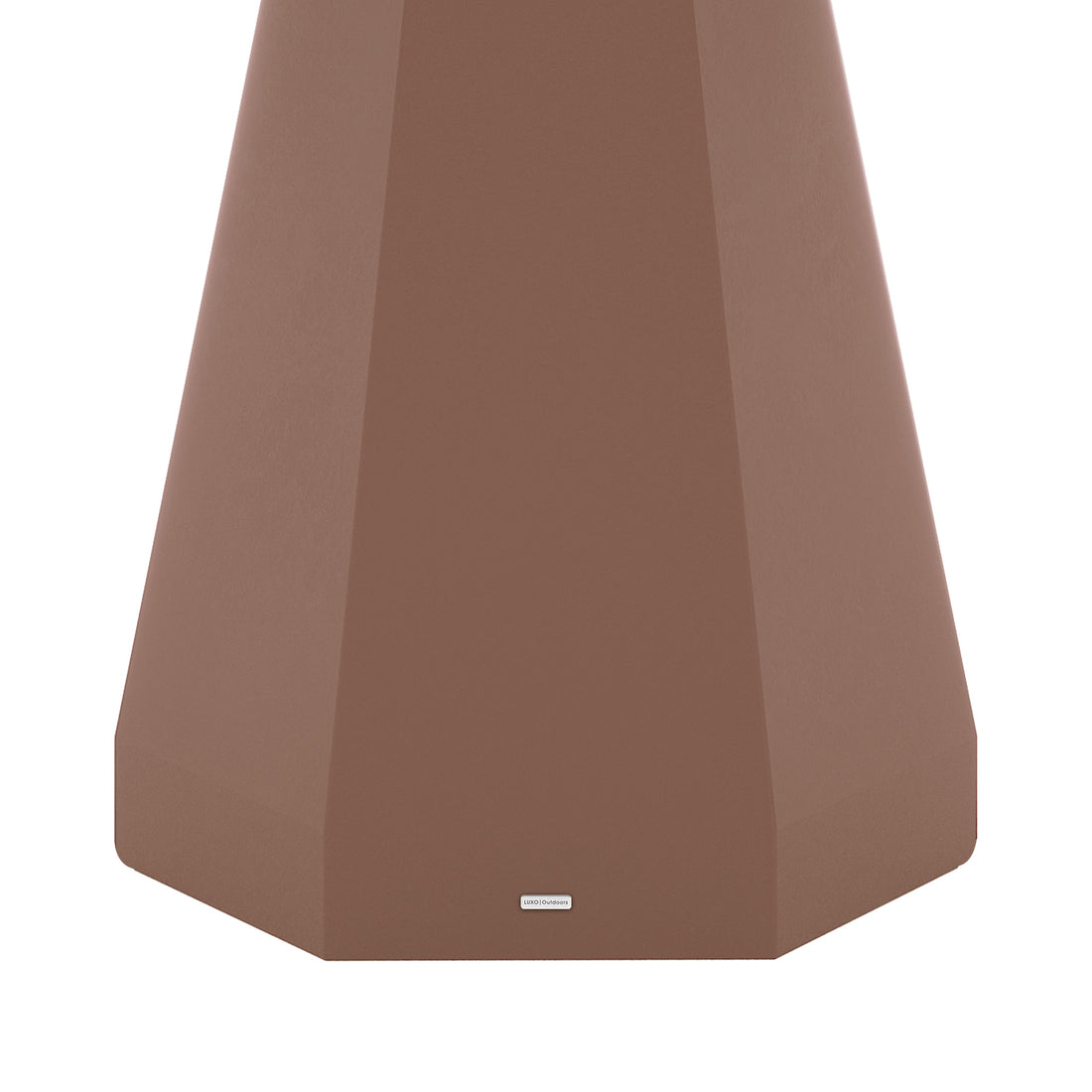 Close-up of the sculptural pedestal base of the Apollo 120cm Outdoor Concrete Dining Table in Mocha Mousse, showing the