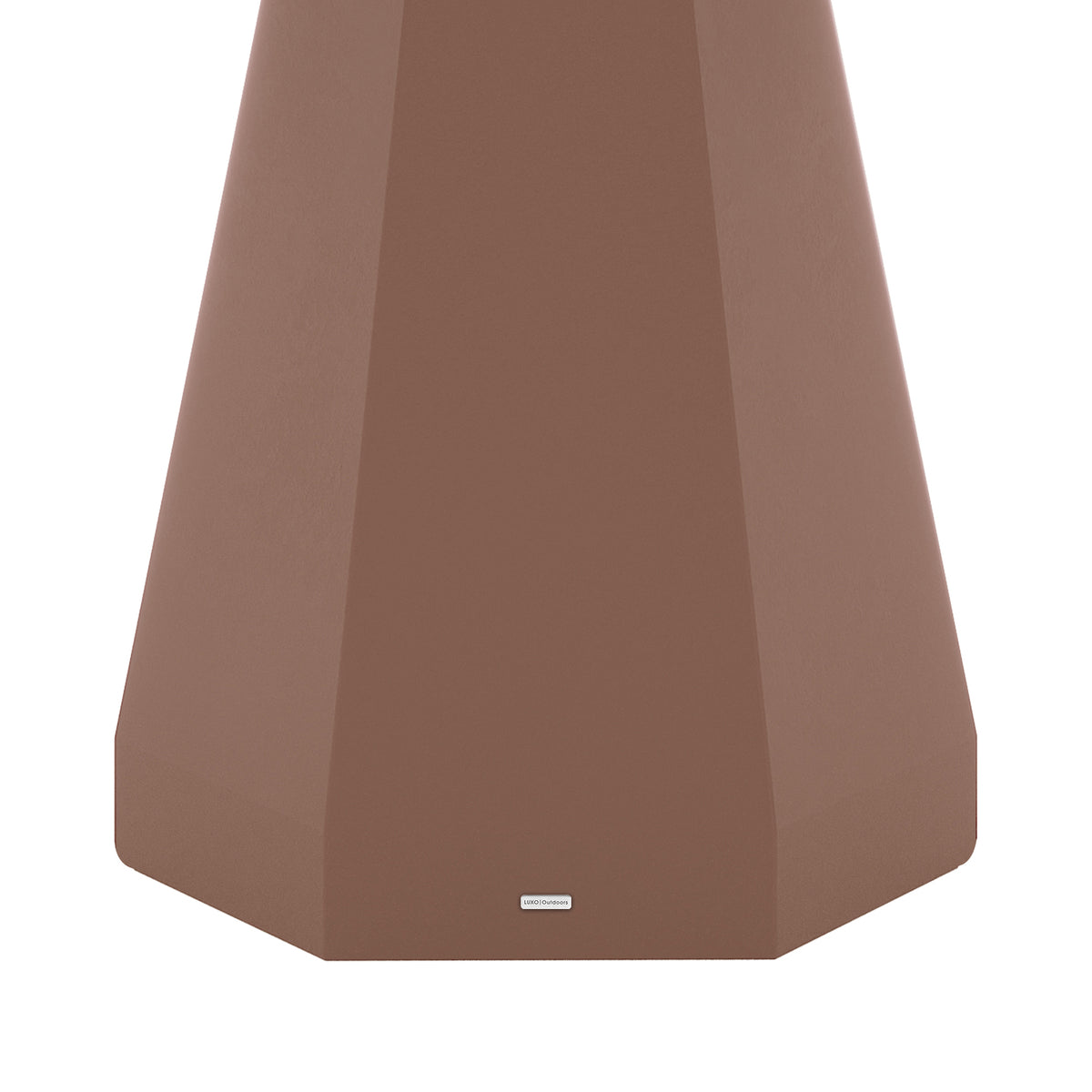 Close-up of the sculptural pedestal base of the Apollo 120cm Outdoor Concrete Dining Table in Mocha Mousse, showing the