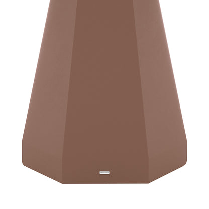 Close-up of the sculptural pedestal base of the Apollo 120cm Outdoor Concrete Dining Table in Mocha Mousse, showing the