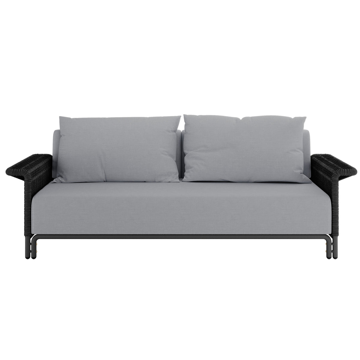 Avon 5-Seater Premium Aluminium Rattan Outdoor Lounge Set showcasing close-ups of the durable rattan weave and plush Olefin cushions, highlighting luxurious design and weather-resistant materials for outdoor relaxation.