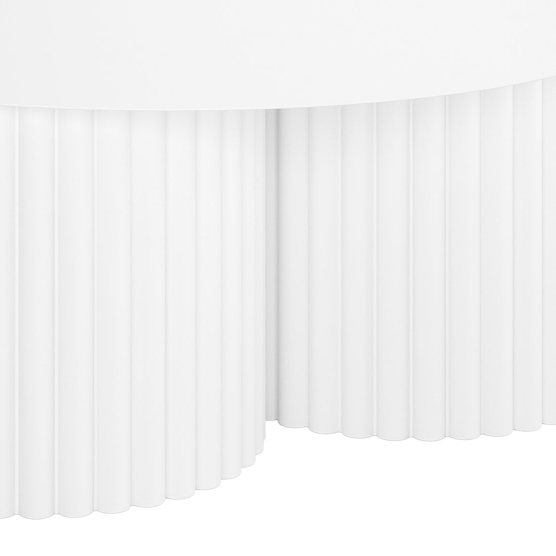 Basalt 70cm Indoor & Outdoor Concrete Coffee Table in White, featuring a gently curved design resembling a corrugated wall or pleated curtain, showcasing the durable, elegant concrete construction for versatile use.