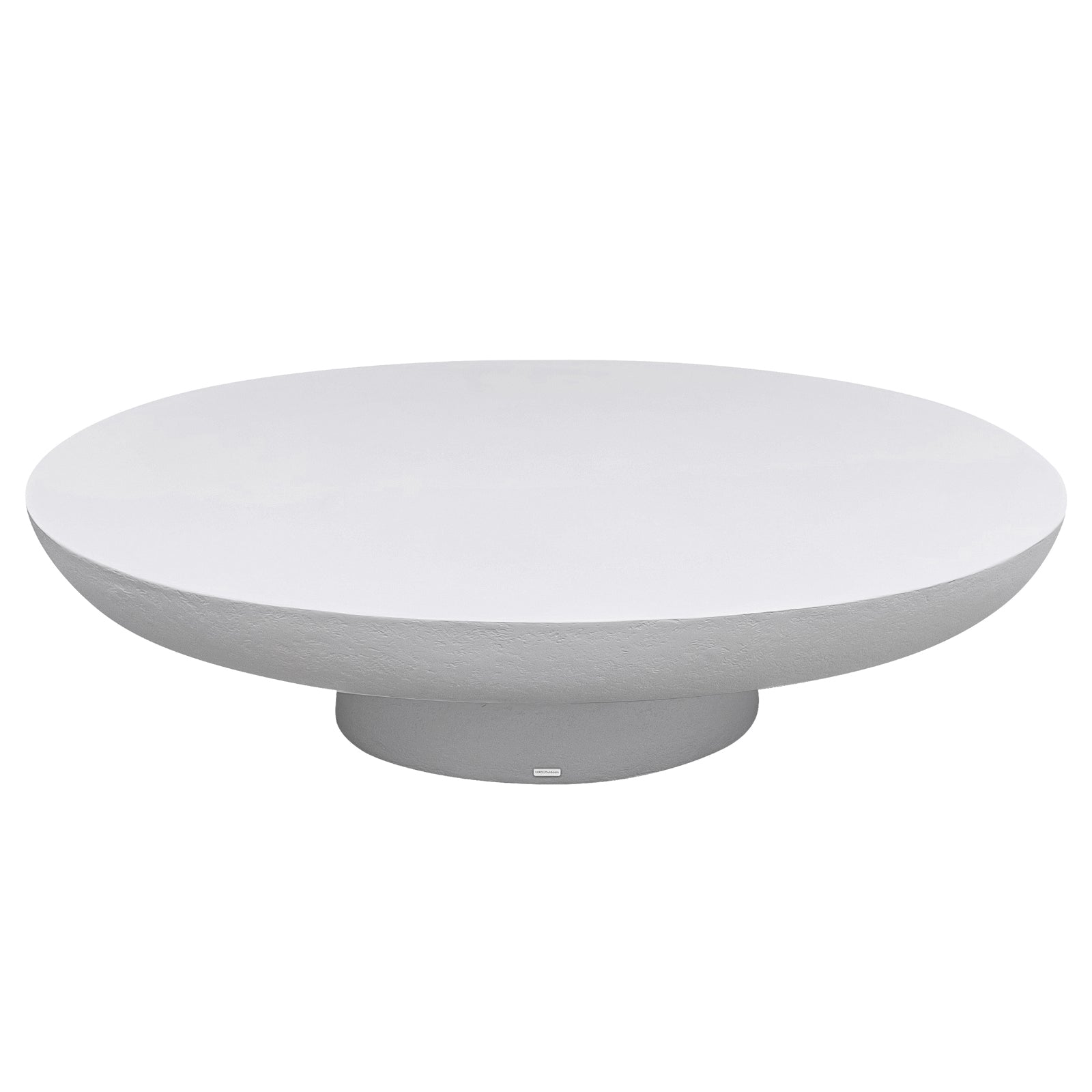 Cassius Oval Outdoor Concrete Coffee Table in White, featuring a smooth oval top and rounded sculptural base