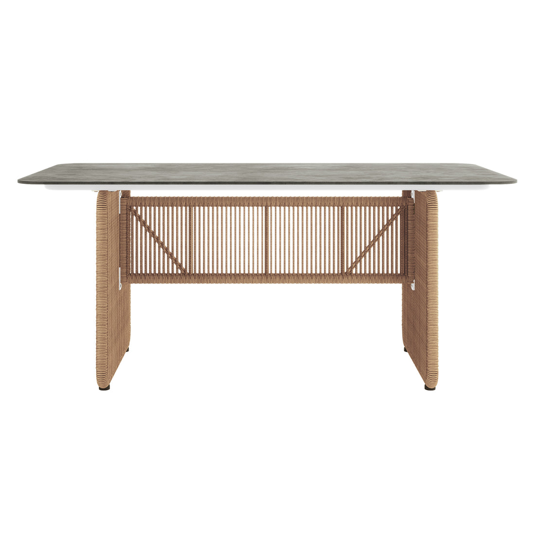 Craigie Premium 6-Seater Outdoor Dining Set with Ceramic Glass Table, featuring a close-up of the elegant, marble-patterned ceramic glass table and the sturdy, powder-coated aluminium frame.