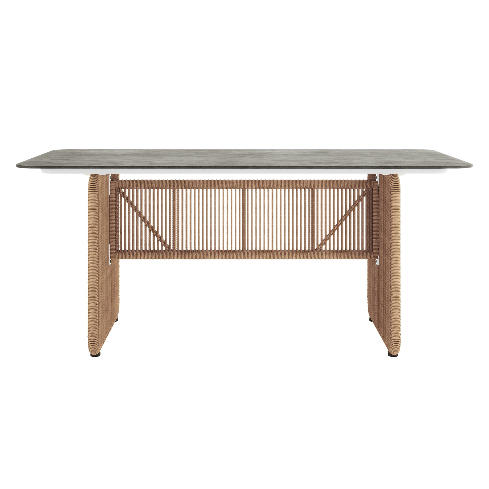 Craigie Premium 6-Seater Outdoor Dining Set with Ceramic Glass Table, featuring a close-up of the elegant, marble-patterned ceramic glass table and the sturdy, powder-coated aluminium frame.