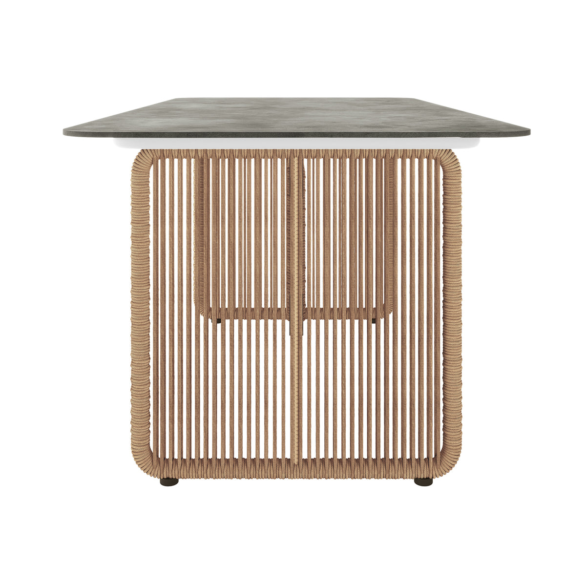 Craigie Premium 6-Seater Outdoor Dining Set with Ceramic Glass Table features a close-up of the rope detail, showcasing the sturdy design and craftsmanship of the table's structure.