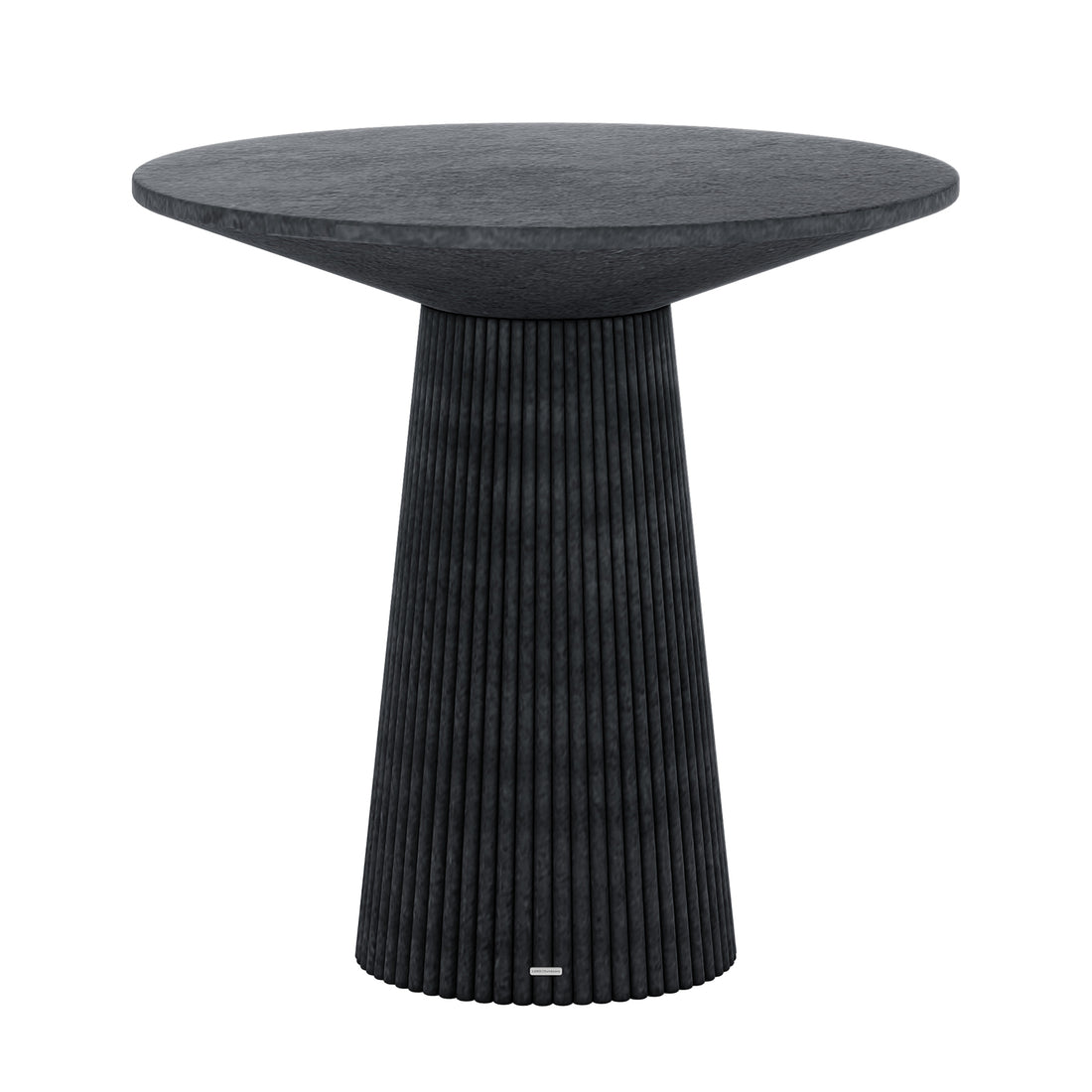 Darien 80cm Round Concrete Bistro Table in Grey Marble with fluted base and smooth, rounded top
