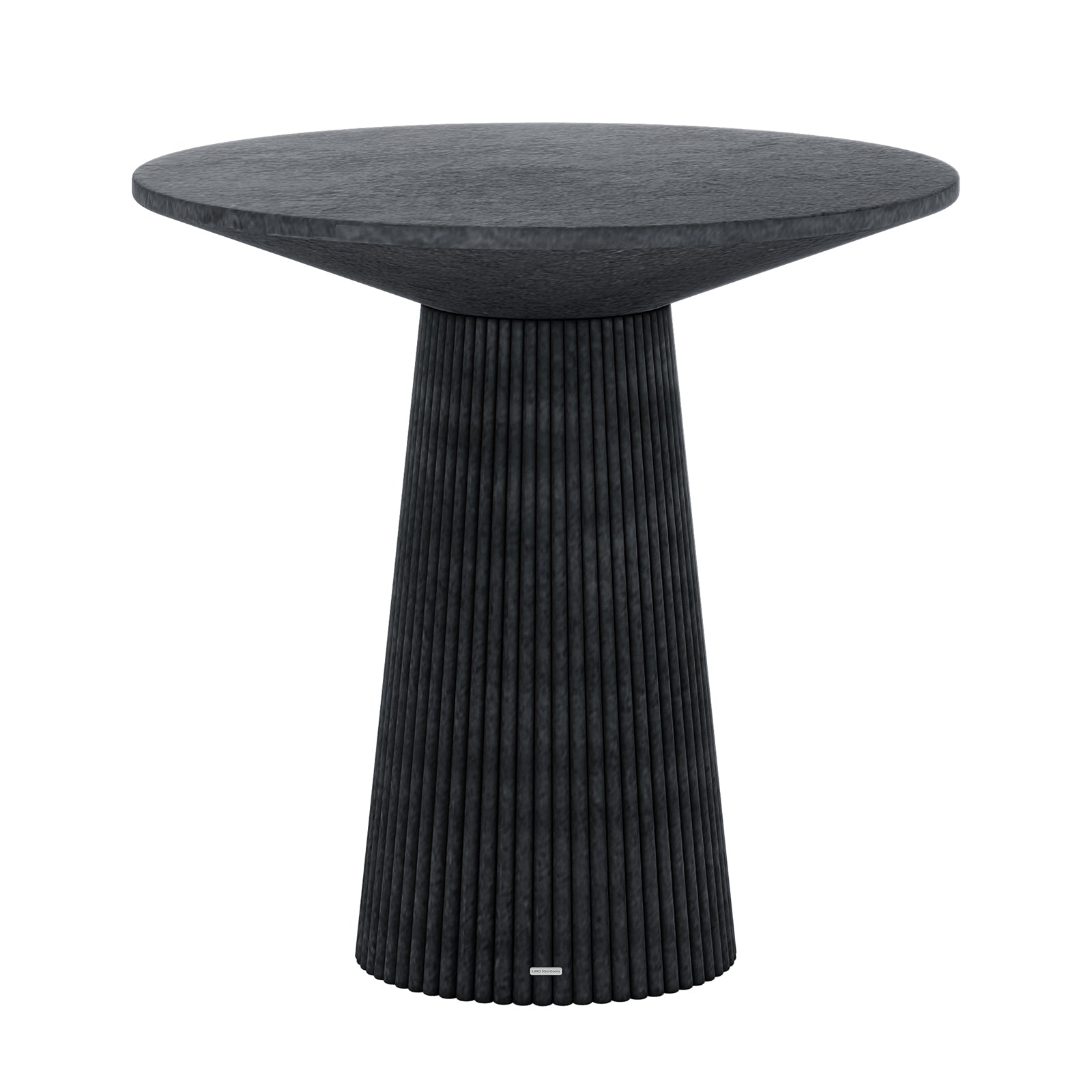 Darien 80cm Round Concrete Bistro Table in Grey Marble with fluted base and smooth, rounded top