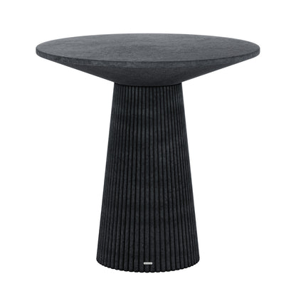 Darien 80cm Round Concrete Bistro Table in Grey Marble with fluted base and smooth, rounded top