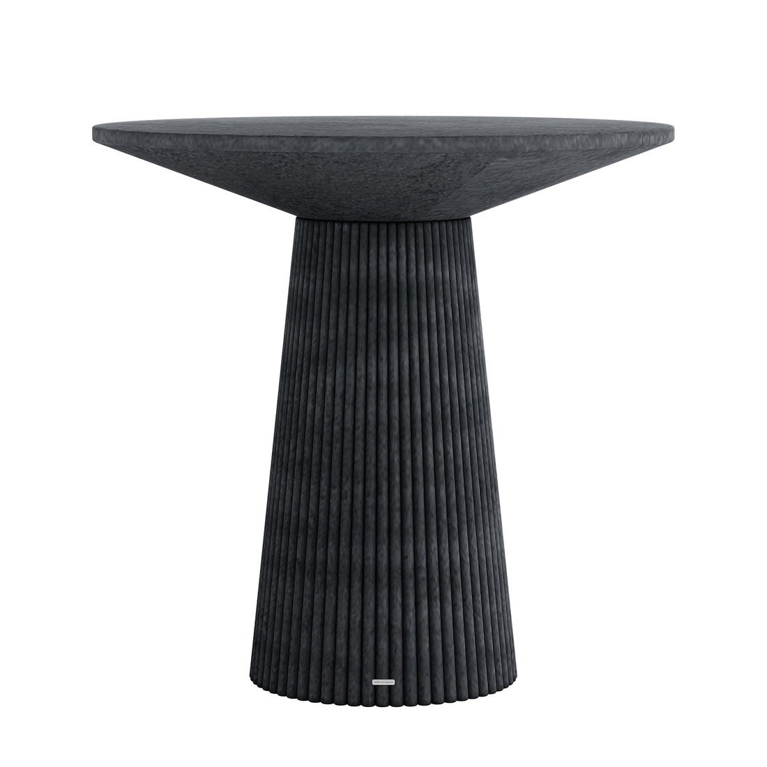 Darien 80cm Round Concrete Bistro Table in Grey Marble with fluted pedestal base