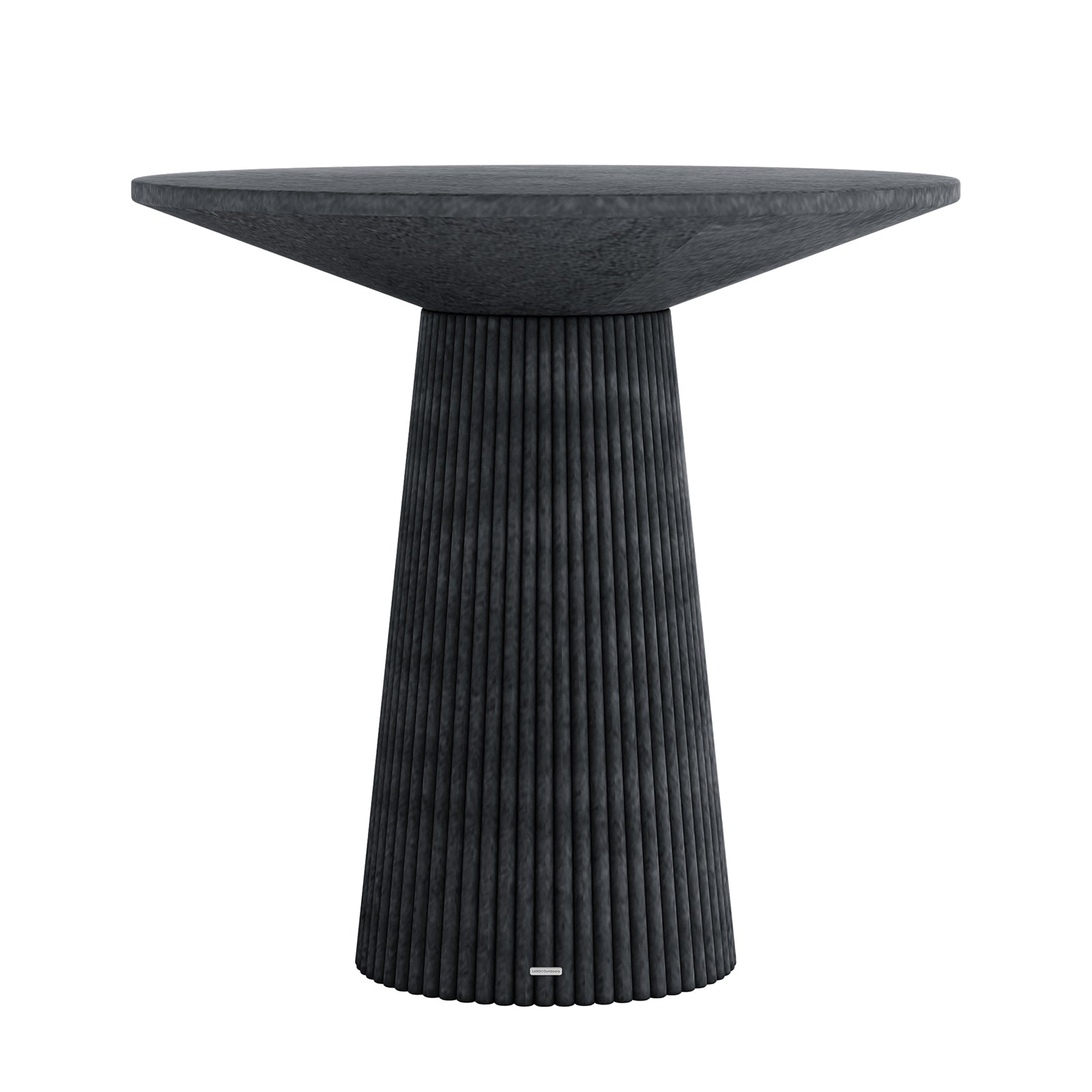 Darien 80cm Round Concrete Bistro Table in Grey Marble with fluted pedestal base