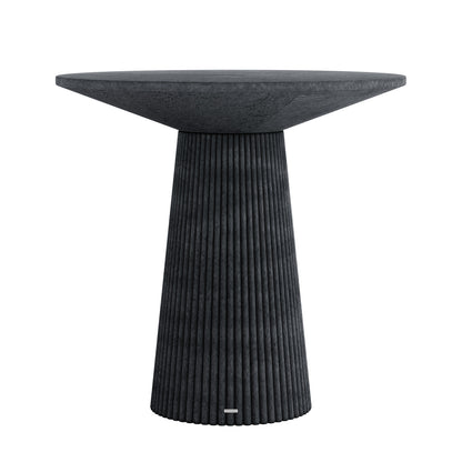 Darien 80cm Round Concrete Bistro Table in Grey Marble with fluted pedestal base