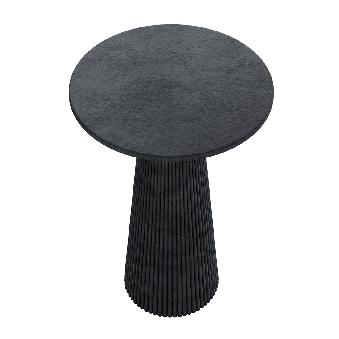 Darien 80cm Round Concrete Bistro Table in Grey Marble with fluted base, top view