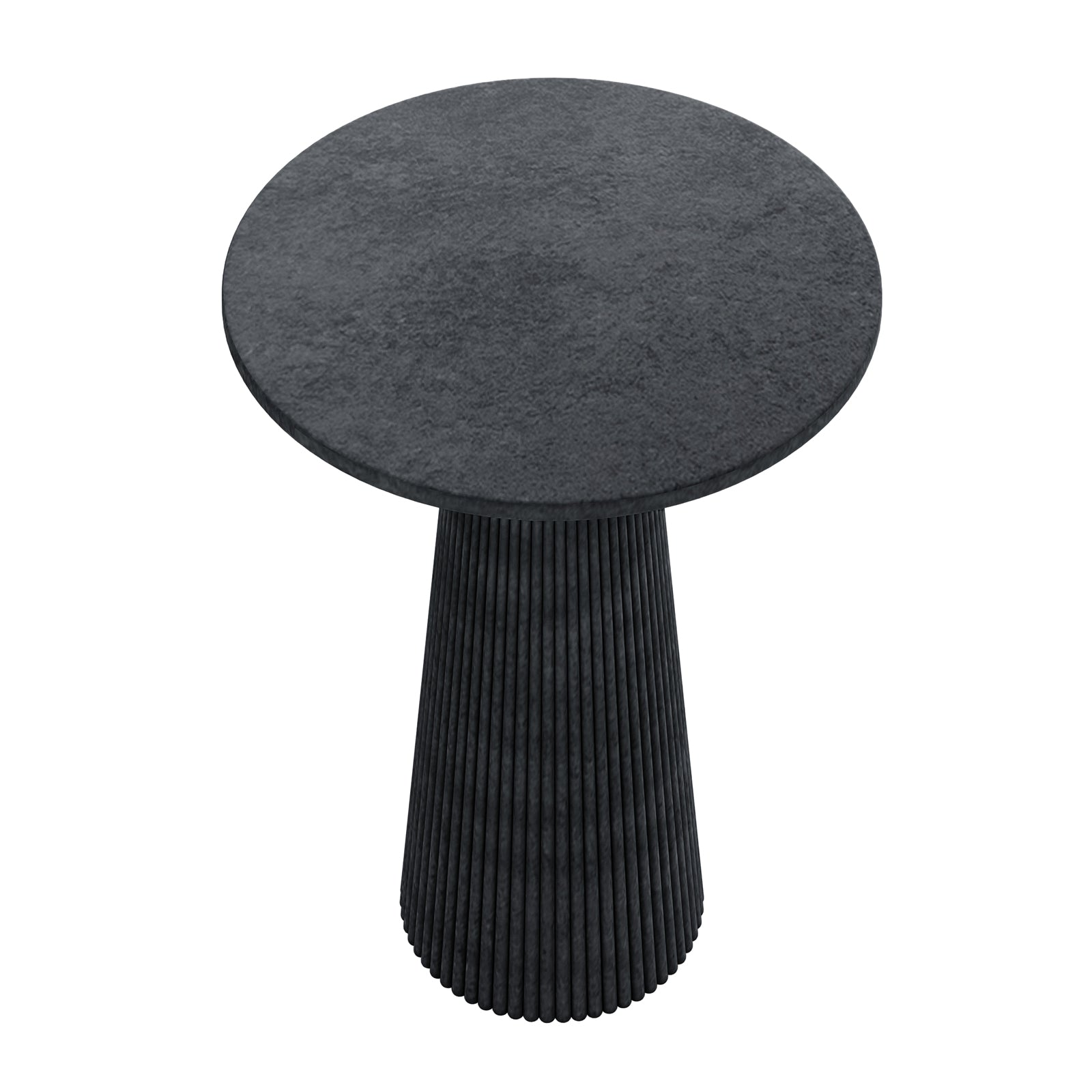 Darien 80cm Round Concrete Bistro Table in Grey Marble with fluted base, top view