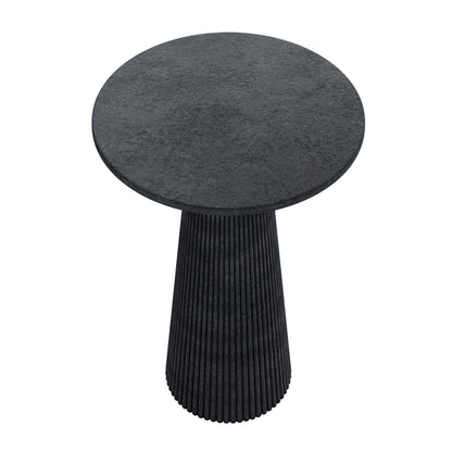 Darien 80cm Round Concrete Bistro Table in Grey Marble with fluted base, top view