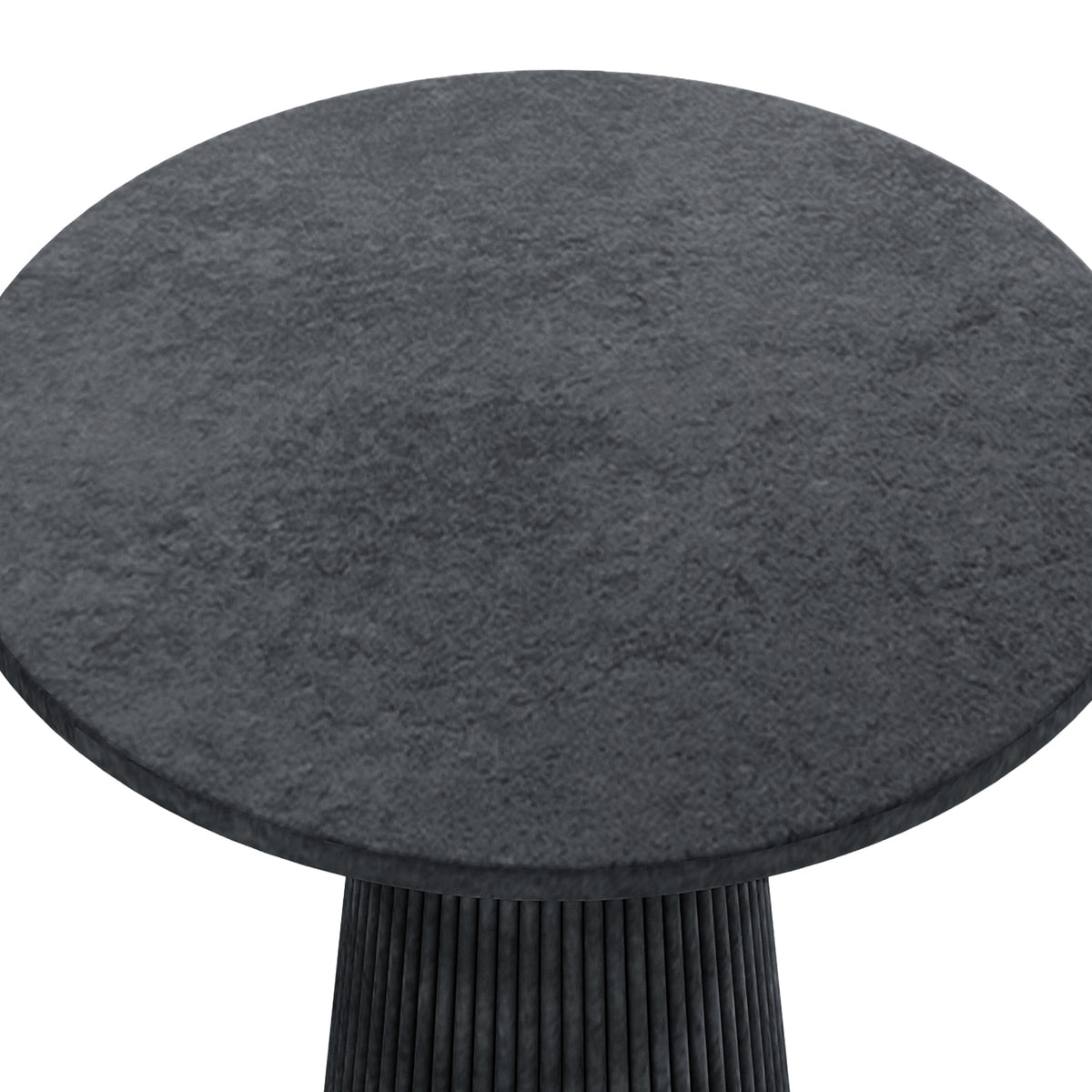 Darien 80cm Round Concrete Bistro Table in Grey Marble with fluted base, top view showing circular tabletop texture