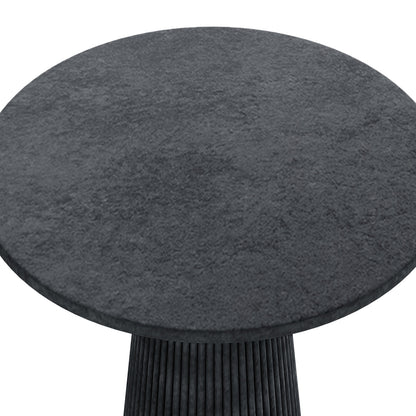 Darien 80cm Round Concrete Bistro Table in Grey Marble with fluted base, top view showing circular tabletop texture